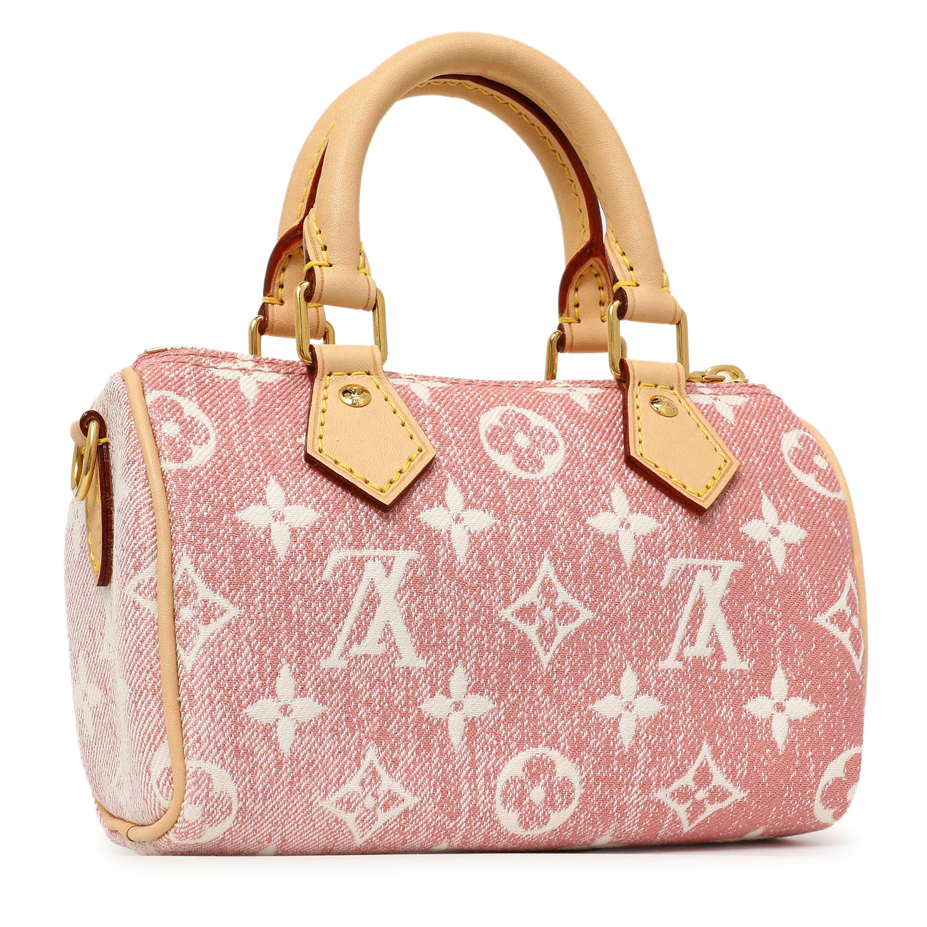 Exclusive Louis Vuitton Pink Monogram Denim Nano Speedy — Side View