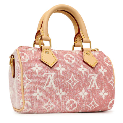 Exclusive Louis Vuitton Pink Monogram Denim Nano Speedy — Side View
