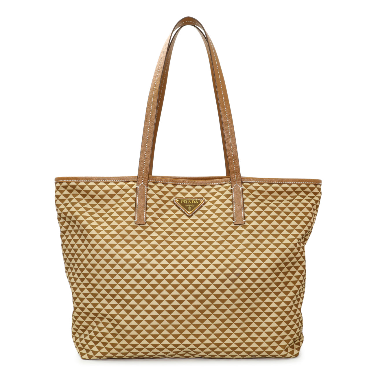 Exclusive Prada Re-Nylon Saffiano Triangolo Symbole Shopping Tote — Front View