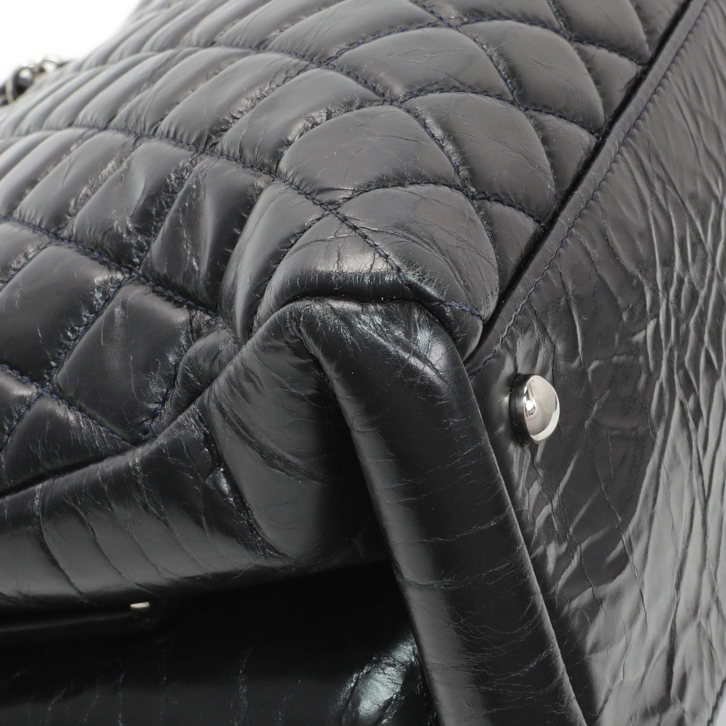 Exclusive Chanel Glazed Calfskin Quilted Large Mademoiselle Bowling Bag — Lifestyle View