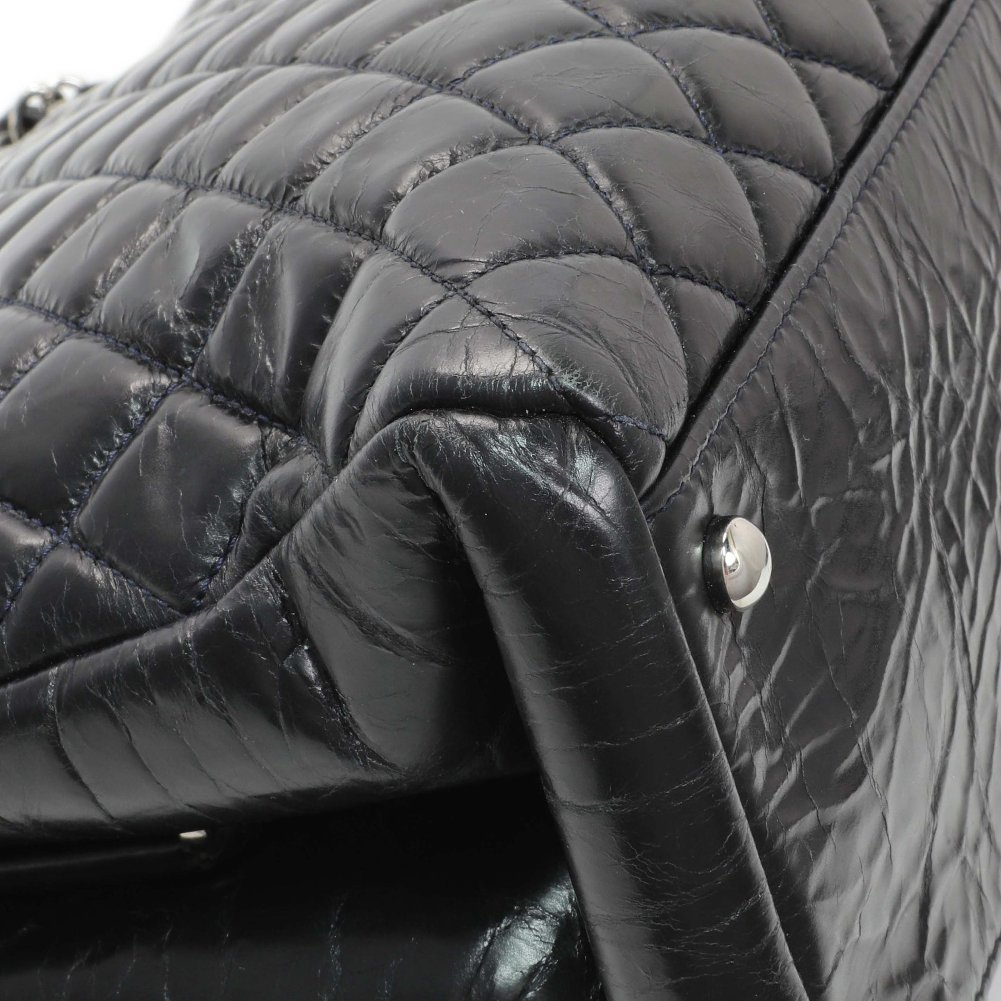 Exclusive Chanel Glazed Calfskin Quilted Large Mademoiselle Bowling Bag — Lifestyle View