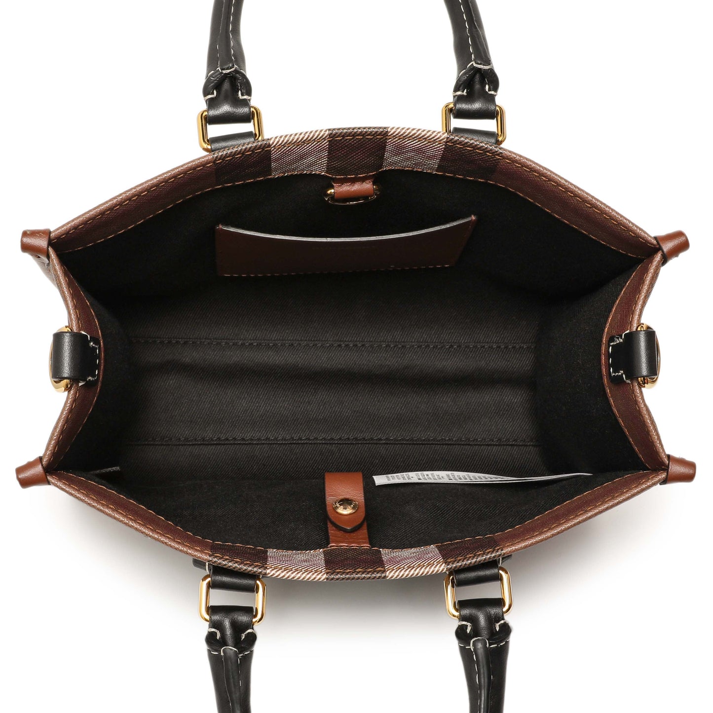 Exclusive Burberry Dark Birch Brown E-Canvas Check Calfskin Mini Freya Tote — Alternate View 10