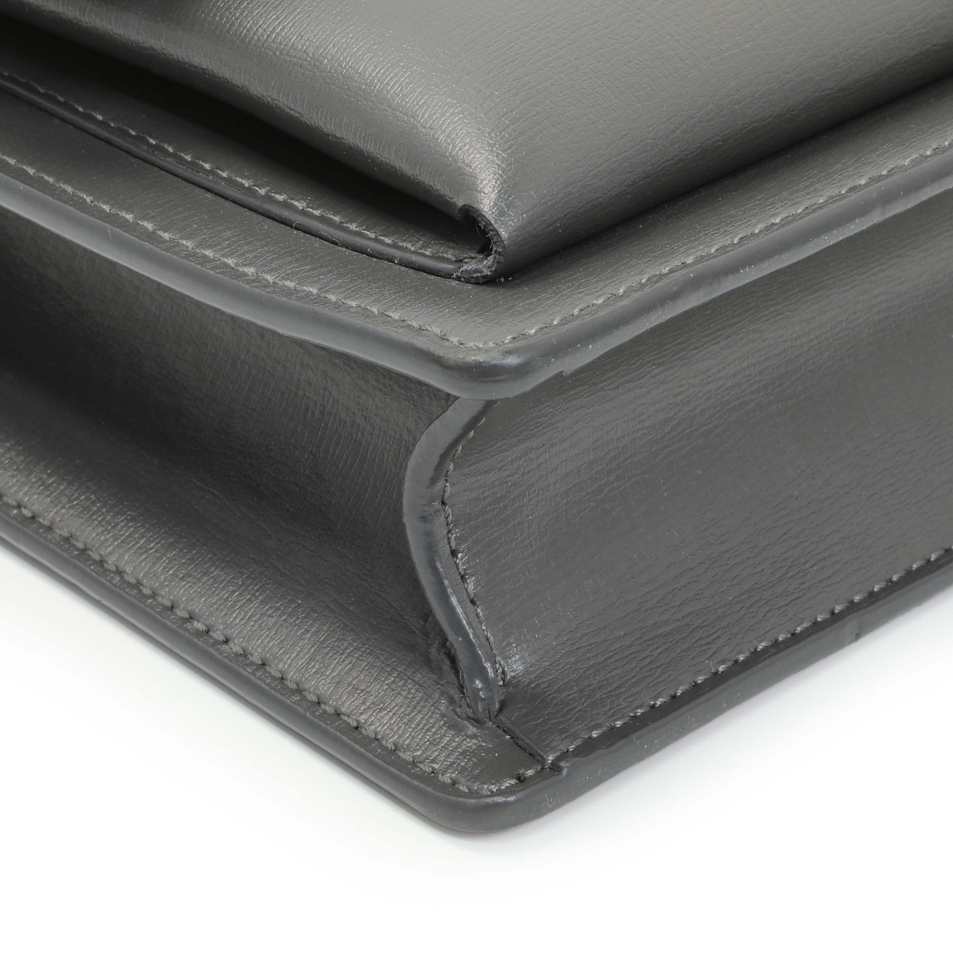 Exclusive Saint Laurent Grey Calfskin Medium Monogram Sunset — Top View