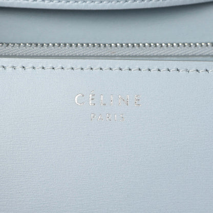 Exclusive Celine Pale Blue Box Calfskin Medium Classic Flap — Detail View