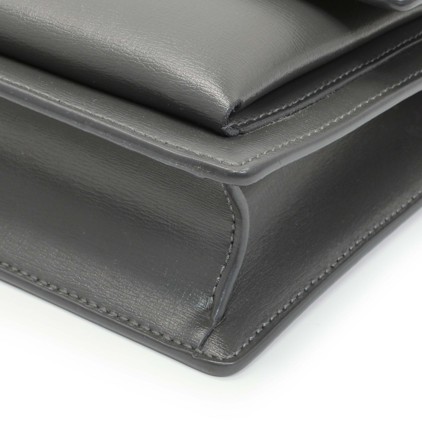 Exclusive Saint Laurent Grey Calfskin Medium Monogram Sunset — Detail View
