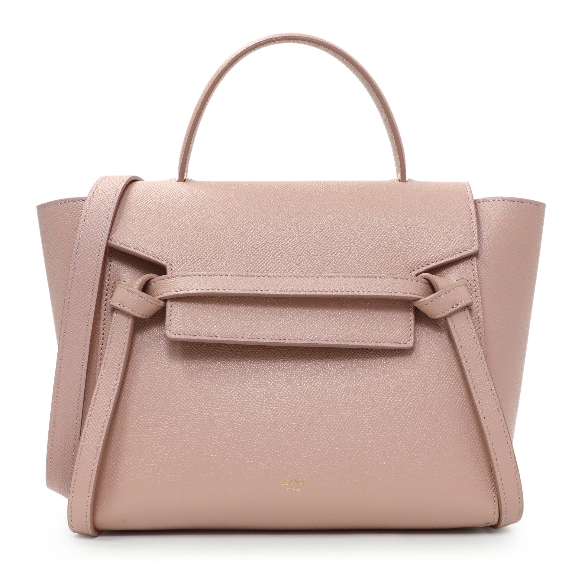 Exclusive Celine Pink Grained Calfskin Micro Belt Bag — Front View