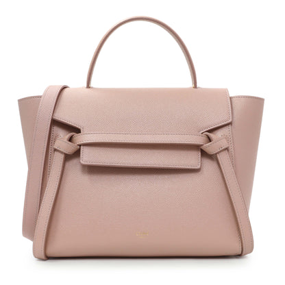 Exclusive Celine Pink Grained Calfskin Micro Belt Bag — Front View