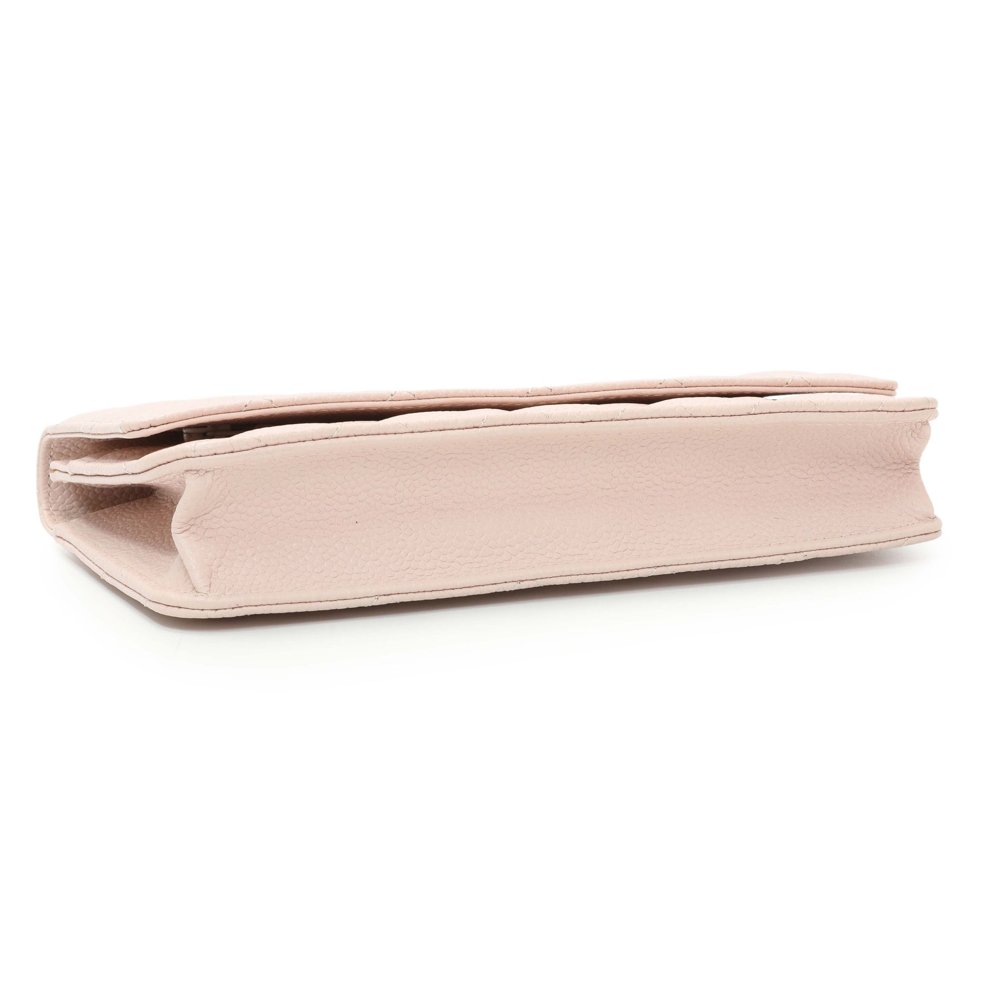 Exclusive Chanel Pink Quilted Caviar Wallet on Chain — Back View