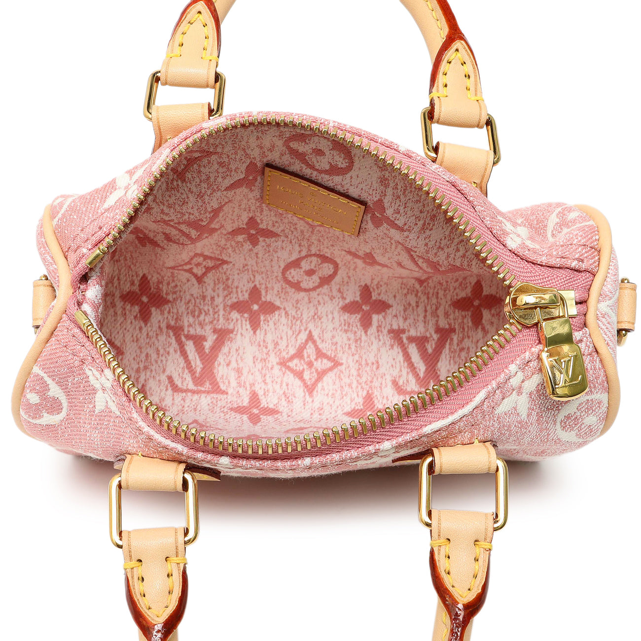 Exclusive Louis Vuitton Pink Monogram Denim Nano Speedy — Top View