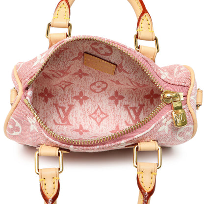 Exclusive Louis Vuitton Pink Monogram Denim Nano Speedy — Top View