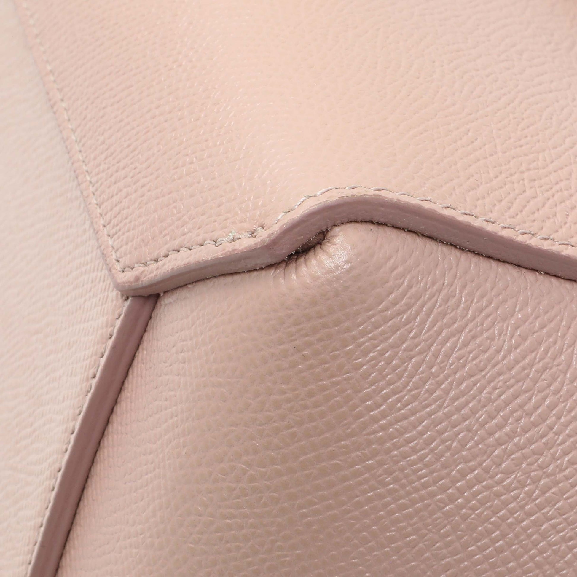 Exclusive Celine Pink Grained Calfskin Micro Belt Bag — Detail View