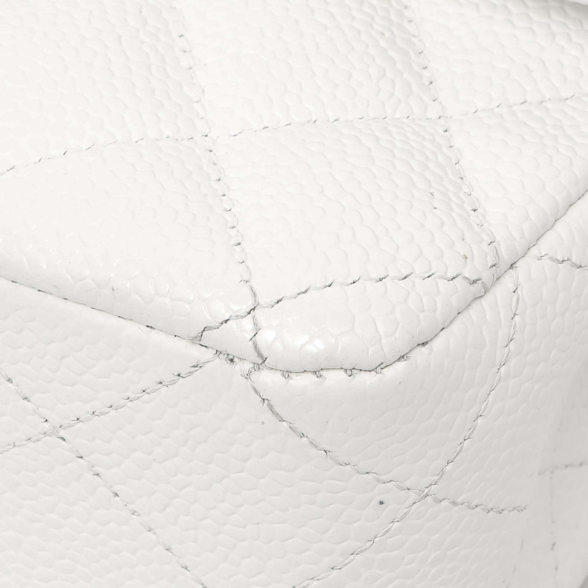 Exclusive Chanel White Quilted Caviar Medium Classic Double Flap — Lifestyle View