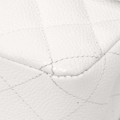 Exclusive Chanel White Quilted Caviar Medium Classic Double Flap — Lifestyle View
