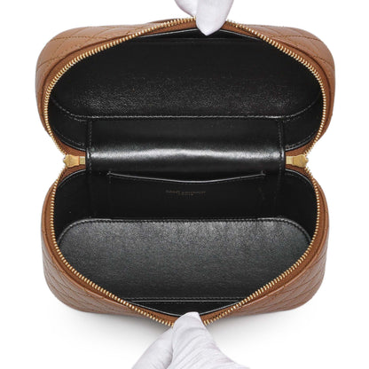 Exclusive Saint Laurent Brown Lambskin Quilted Mini Gaby Vanity — Top View