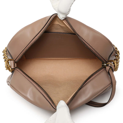 Exclusive Gucci Porcelain Rose Calfskin Matelasse Small GG Marmont Chain Shoulder Bag — Detail View