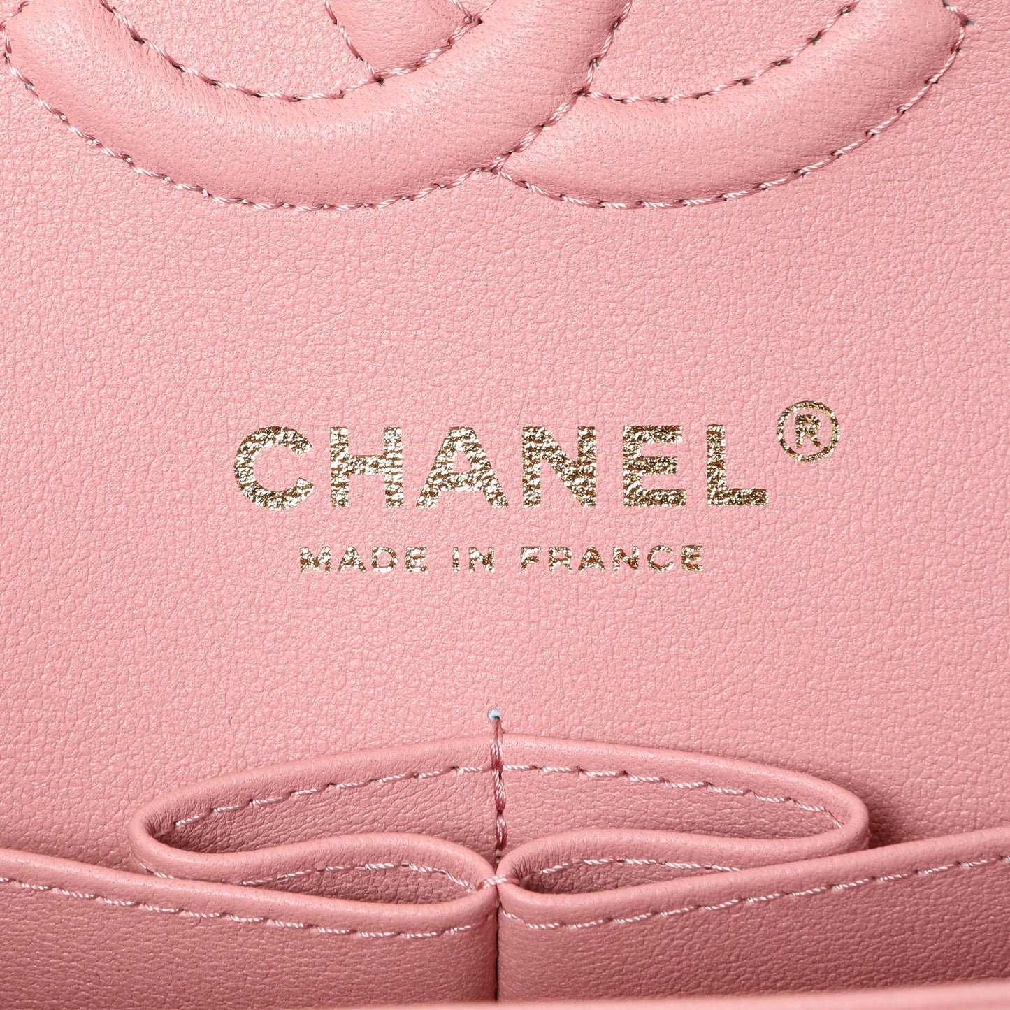Exclusive Chanel Pink Caviar Small Classic Double Flap — Detail View