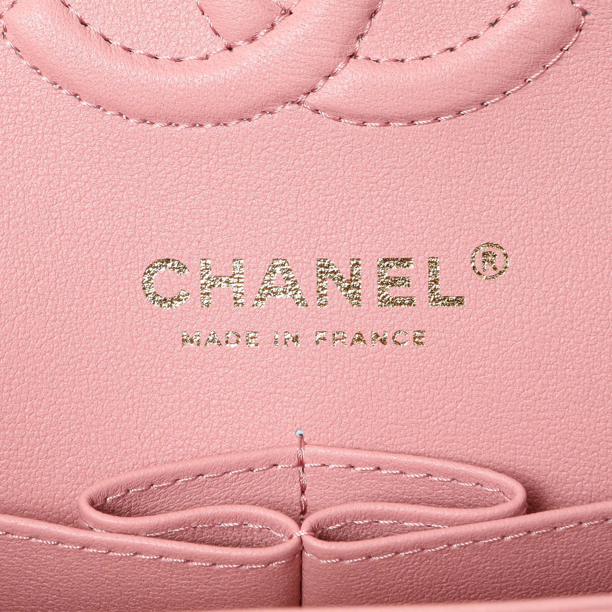 Exclusive Chanel Pink Caviar Small Classic Double Flap — Detail View