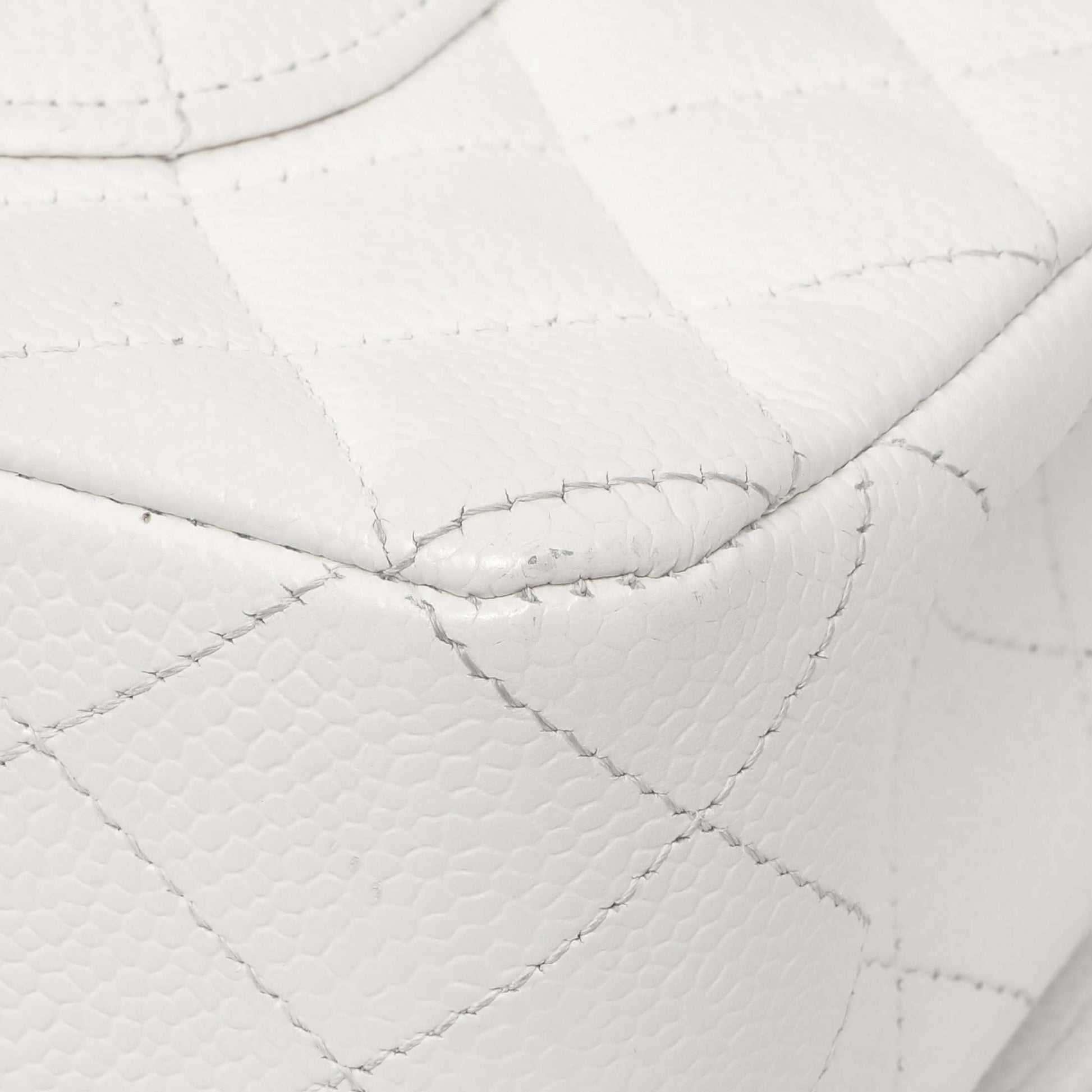 Exclusive Chanel White Quilted Caviar Medium Classic Double Flap — Alternate View 7