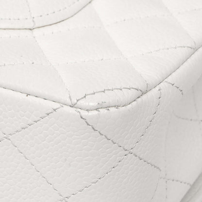 Exclusive Chanel White Quilted Caviar Medium Classic Double Flap — Alternate View 7