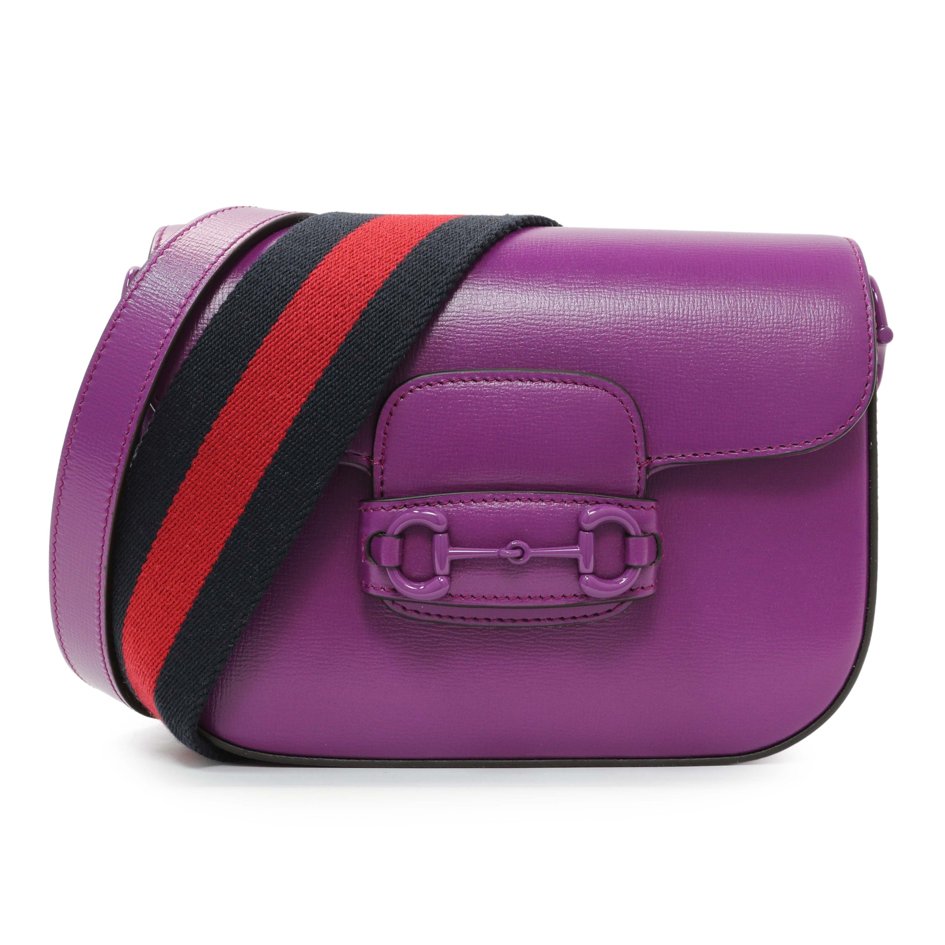 Exclusive Gucci Purple Calfskin Horsebit 1955 Small Shoulder Bag — Front View
