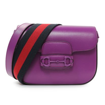 Exclusive Gucci Purple Calfskin Horsebit 1955 Small Shoulder Bag — Front View
