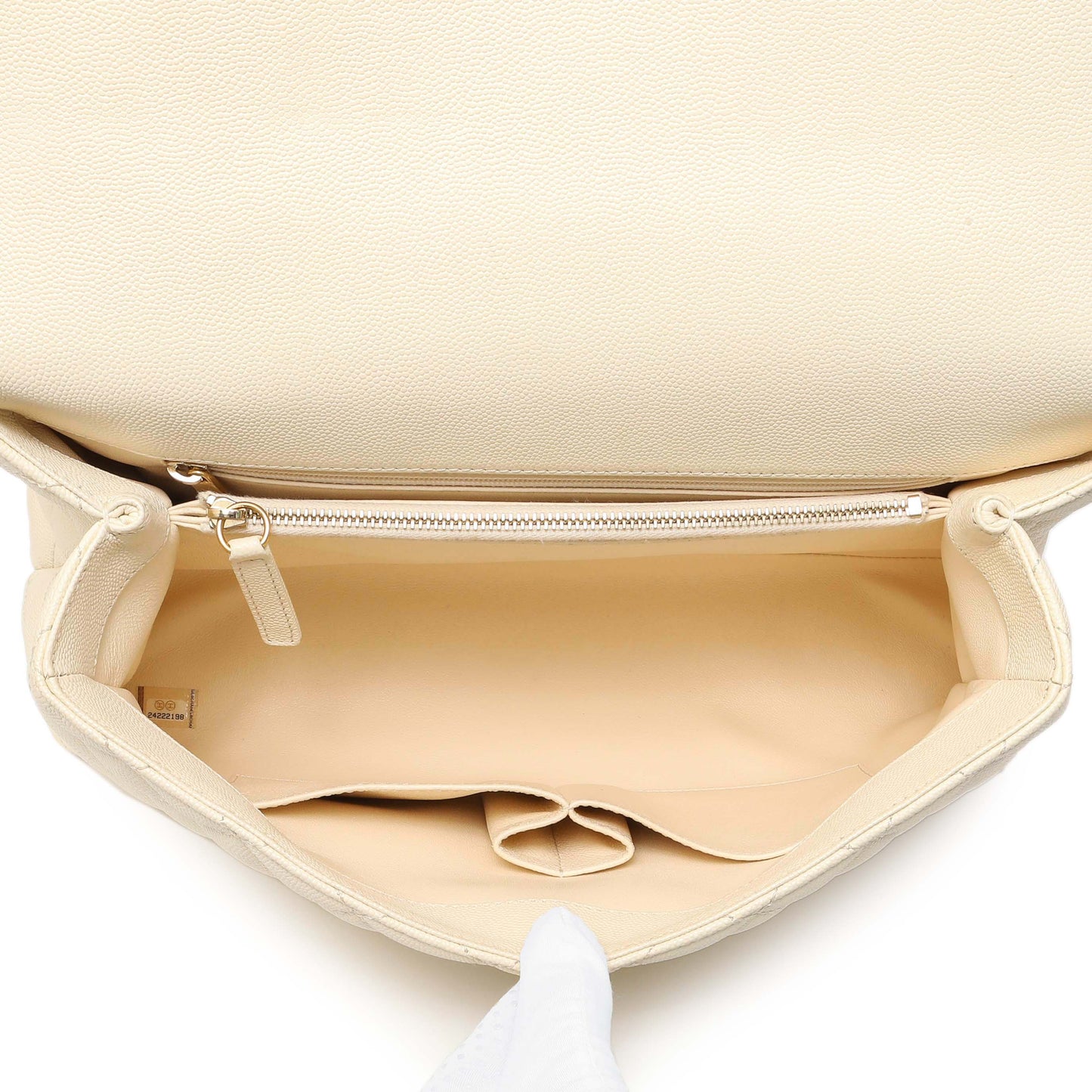 Exclusive Chanel Ivory Quilted Caviar Lizard Medium Coco Handle — Alternate View 8