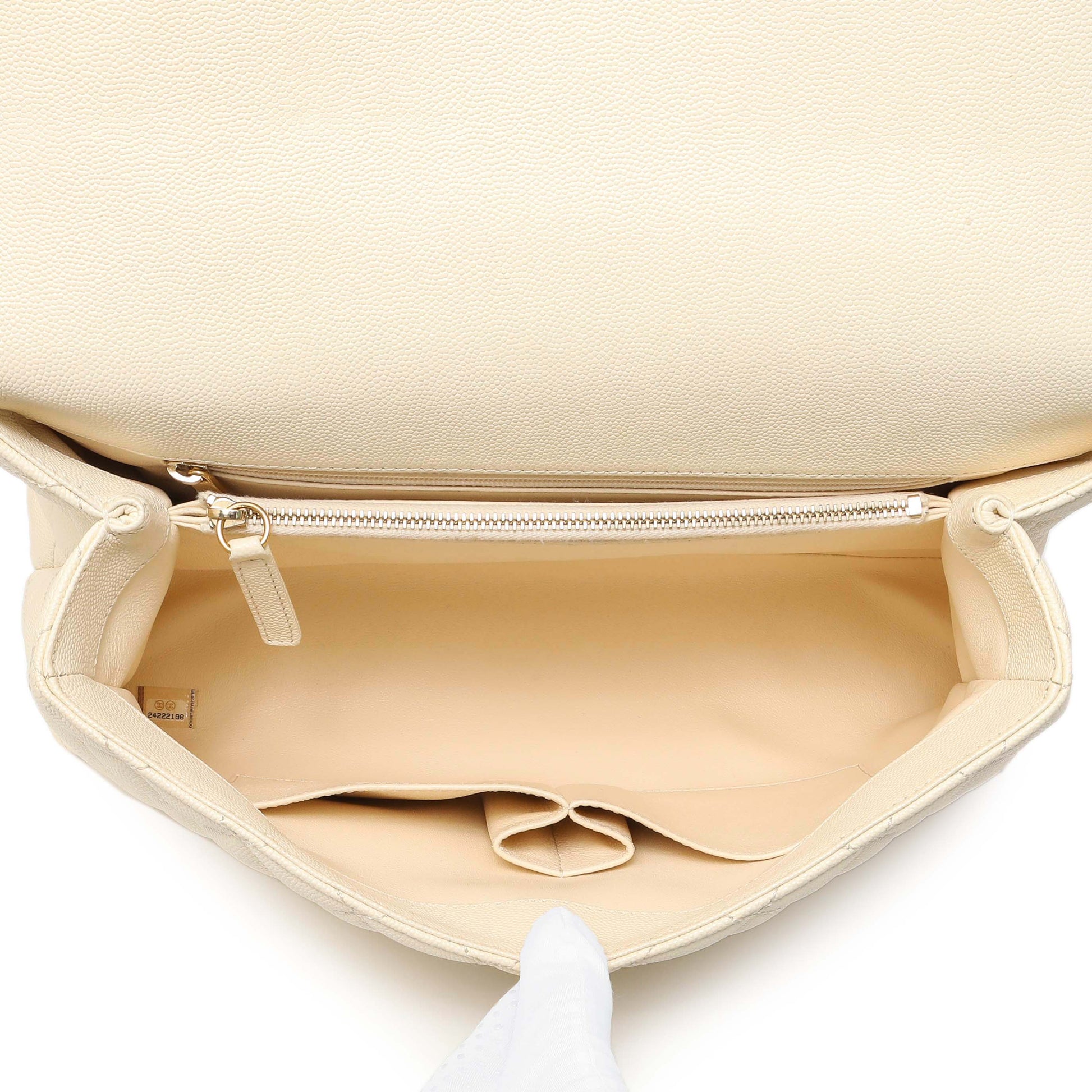 Exclusive Chanel Ivory Quilted Caviar Lizard Medium Coco Handle — Alternate View 8