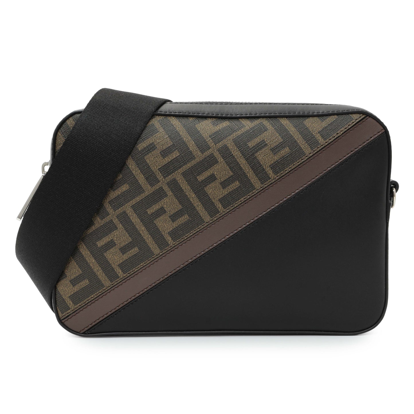Exclusive Fendi Diagonal Brown FF Canvas Camera Case — Front View