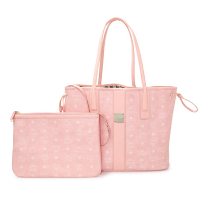 Exclusive MCM Pink Visetos Medium Liz Reversible Shopper Tote — Front View
