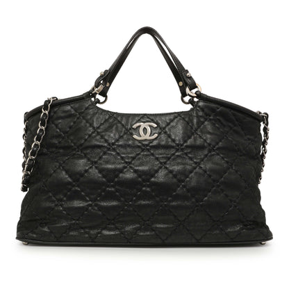 Exclusive Chanel Black Iridescent Quilted Calfskin Sea Hit Tote — Front View