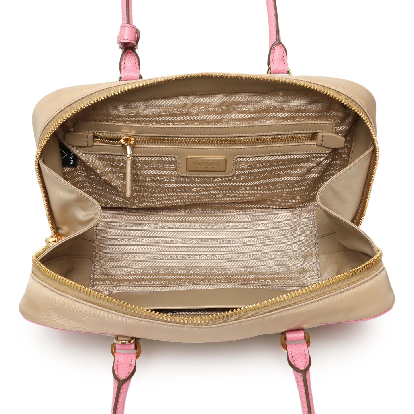 Exclusive Prada Camel Re-Nylon Saffiano Medium Re-Edition 1978 Tote — Top View