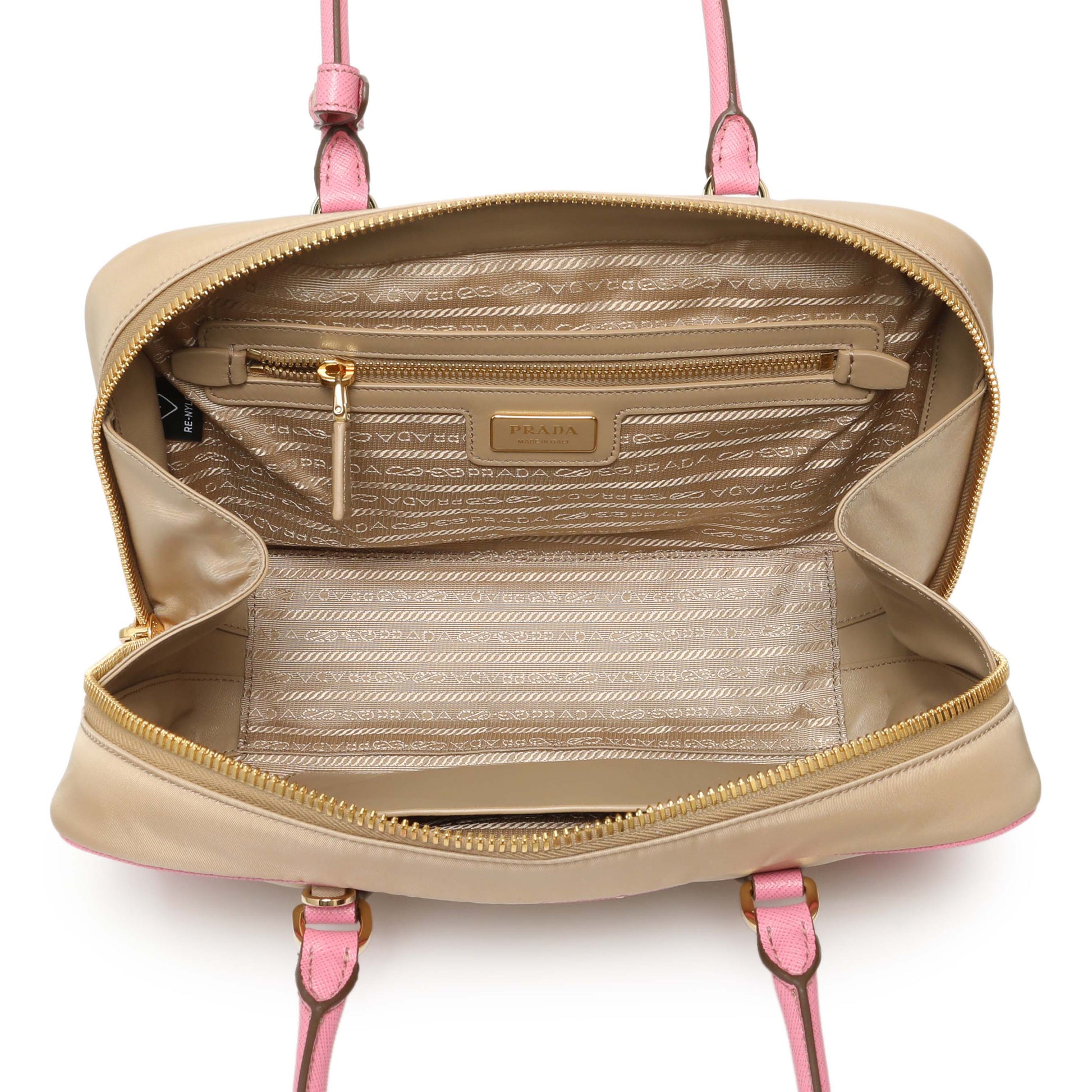 Exclusive Prada Camel Re-Nylon Saffiano Medium Re-Edition 1978 Tote — Top View