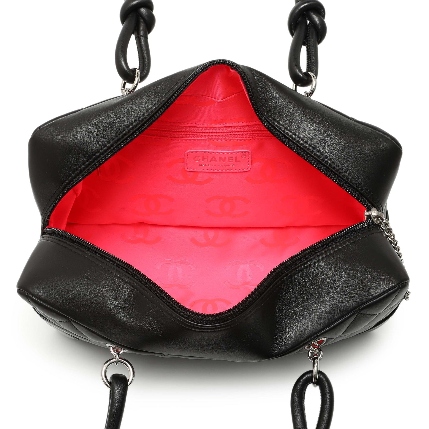 Exclusive Chanel Black Quilted Calfskin Large Cambon Bowler — Top View