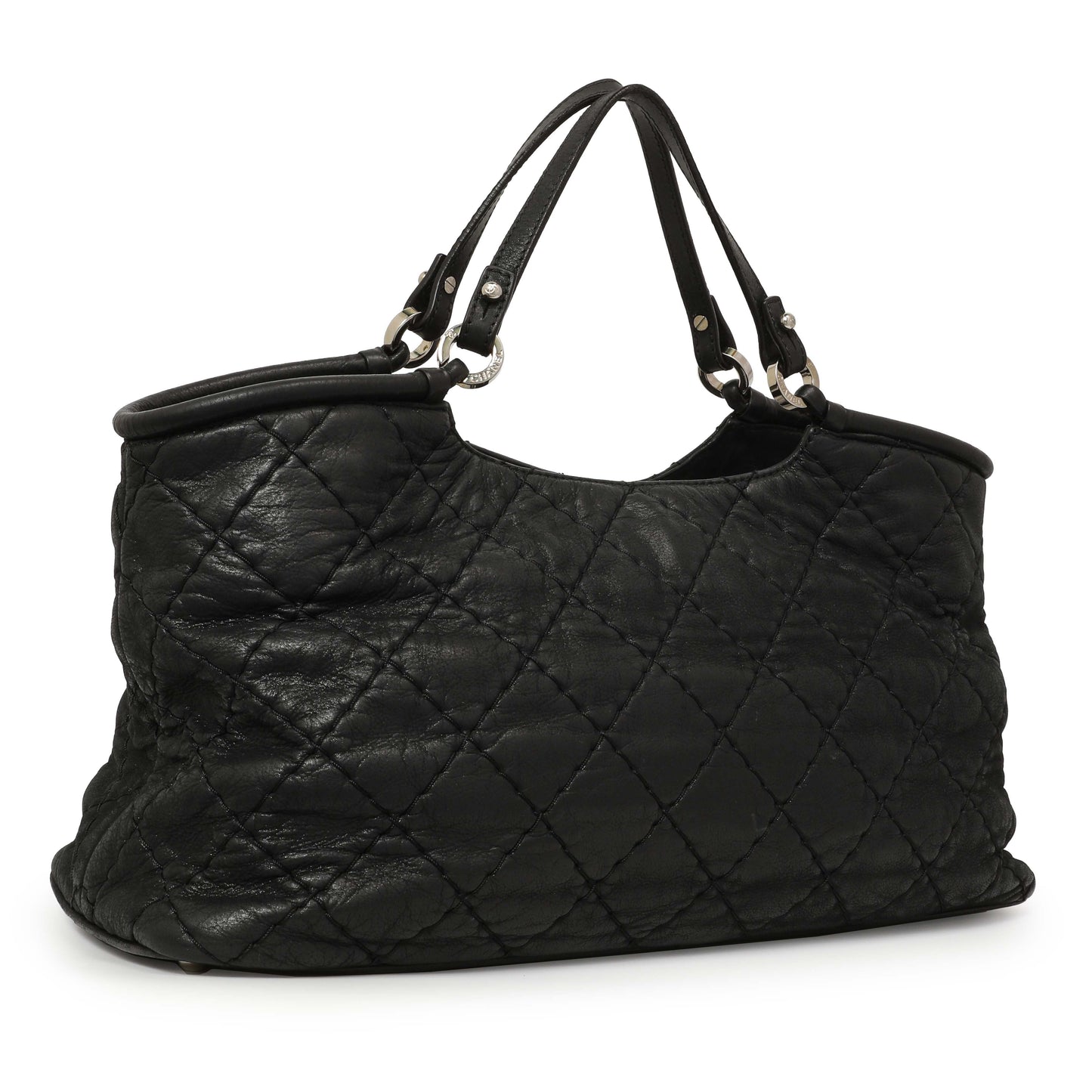 Exclusive Chanel Black Iridescent Quilted Calfskin Sea Hit Tote — Side View