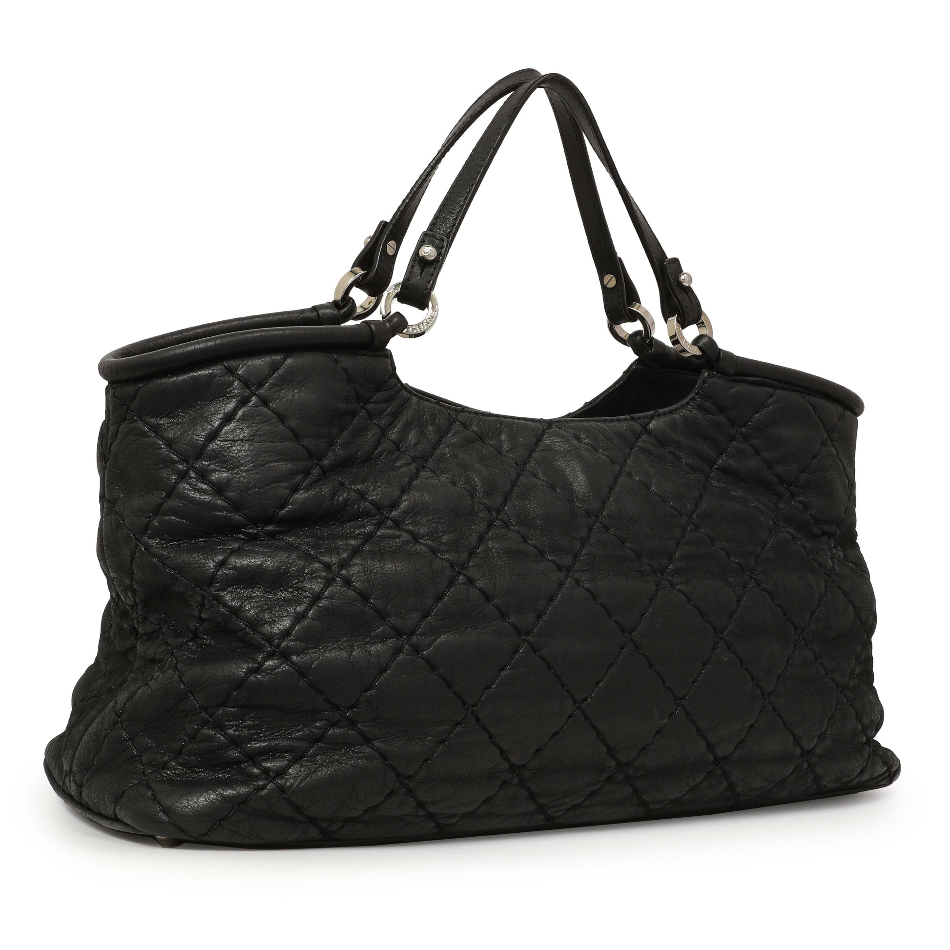 Exclusive Chanel Black Iridescent Quilted Calfskin Sea Hit Tote — Side View