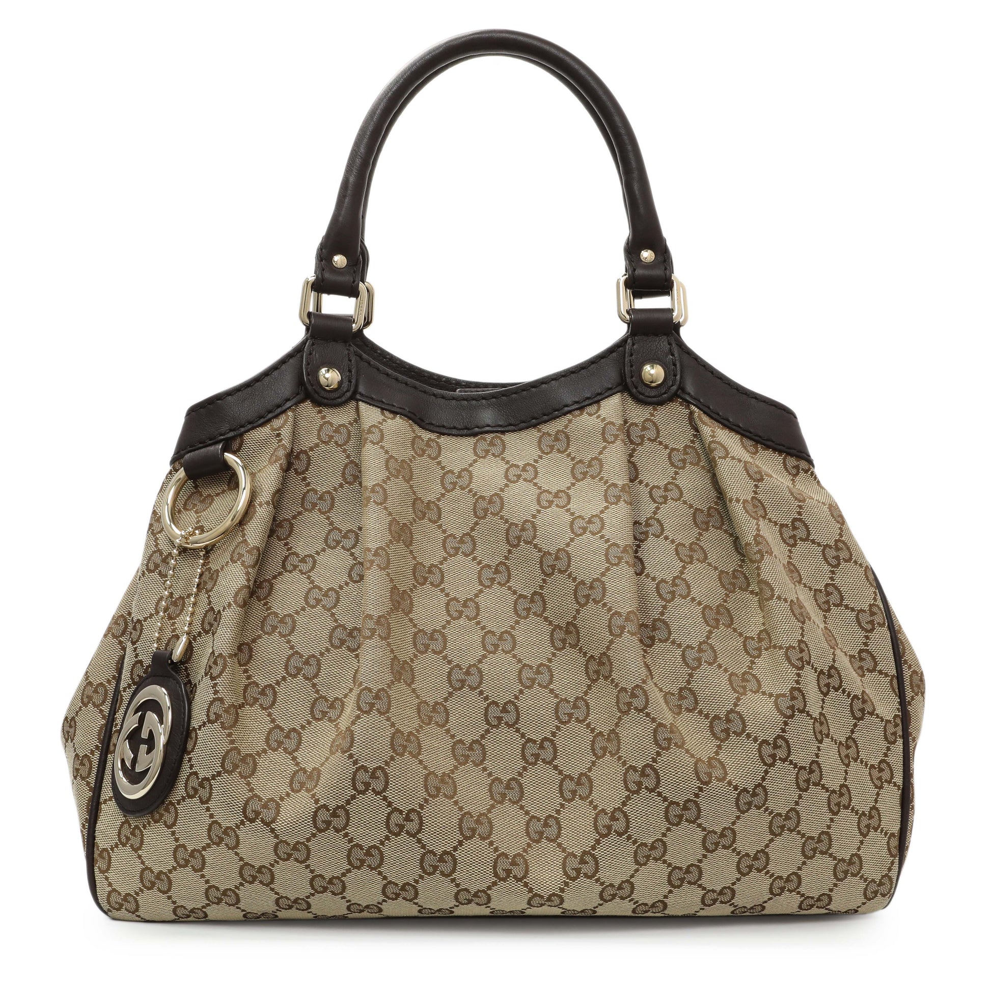 Exclusive Gucci Brown Monogram Medium Sukey — Front View