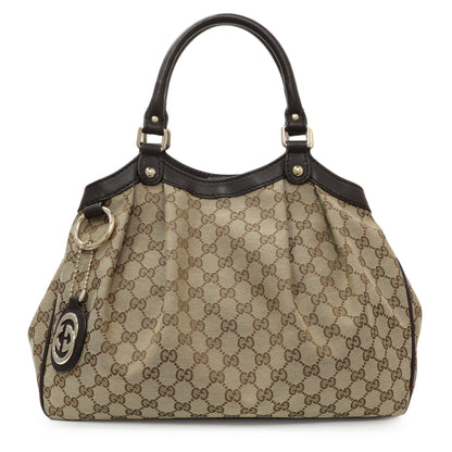Exclusive Gucci Brown Monogram Medium Sukey — Front View
