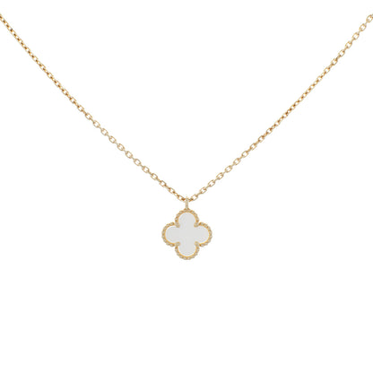 Exclusive Van Cleef & Arpels 18K Yellow Gold Mother of Pearl Sweet Alhambra Pendant Necklace — Front View