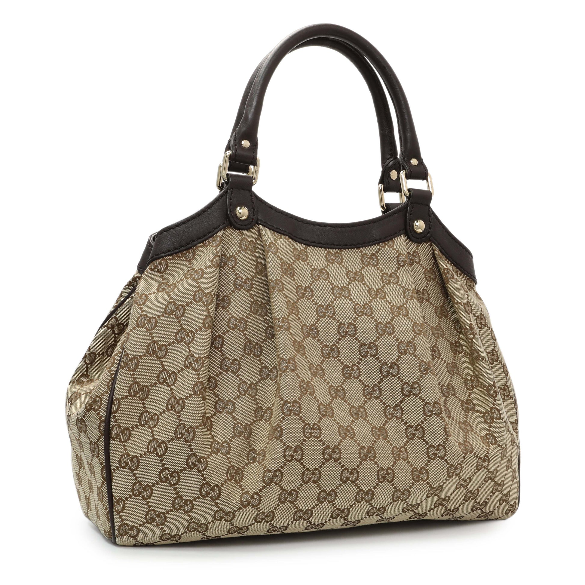 Exclusive Gucci Brown Monogram Medium Sukey — Side View