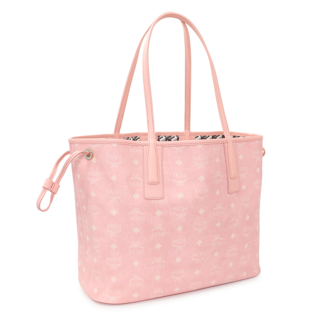 Exclusive MCM Pink Visetos Medium Liz Reversible Shopper Tote — Side View