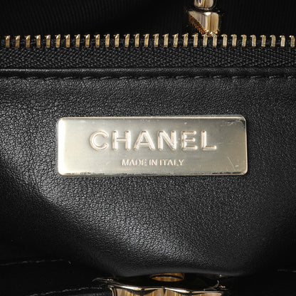 Exclusive Chanel Black Burgundy Quilted Patent Mini 31 Shopping Bag — Detail View