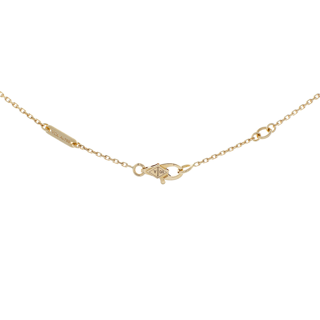 Exclusive Van Cleef & Arpels 18K Yellow Gold Mother of Pearl Sweet Alhambra Pendant Necklace — Side View