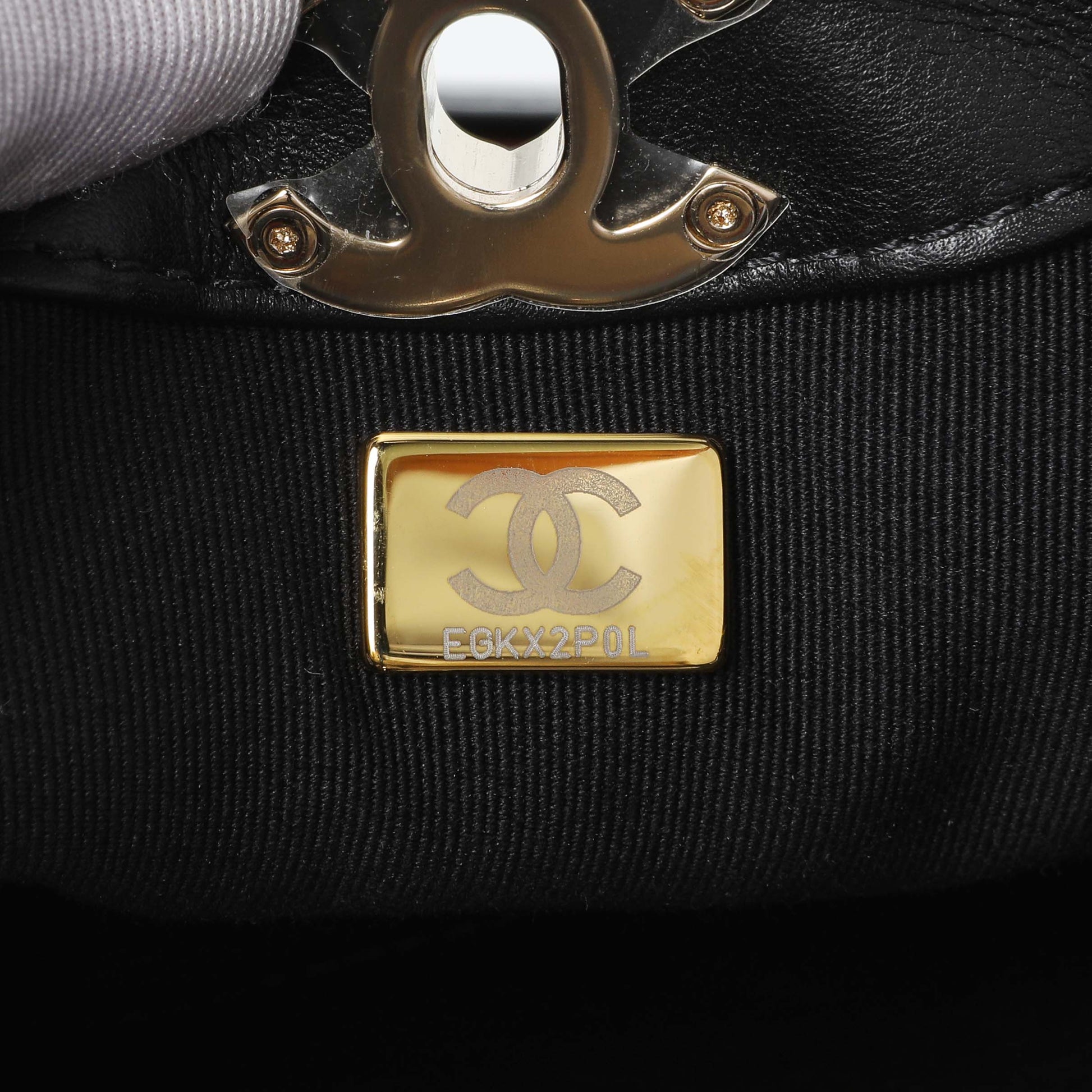 Exclusive Chanel Black Burgundy Quilted Patent Mini 31 Shopping Bag — Lifestyle View