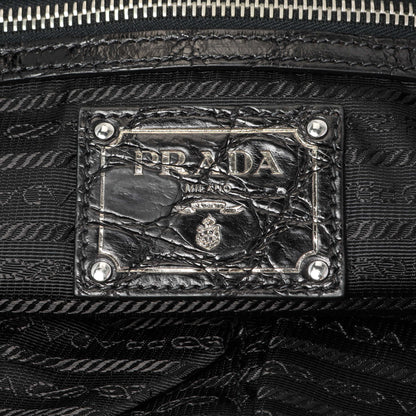 Exclusive Prada Black Nylon Frame Tote — Detail View
