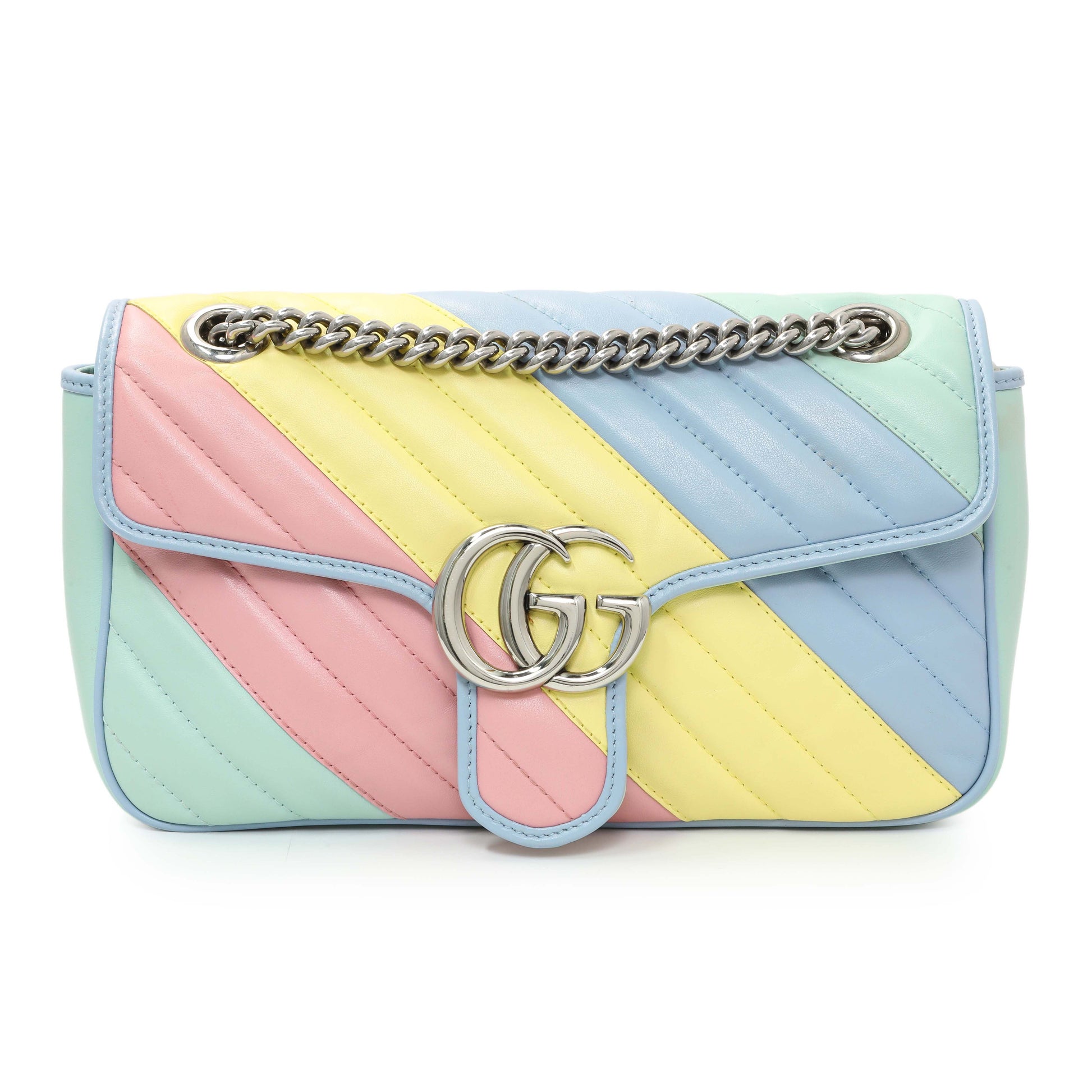 Exclusive Calfskin Matelasse Diagonal Small GG Marmont Shoulder Bag — Front View