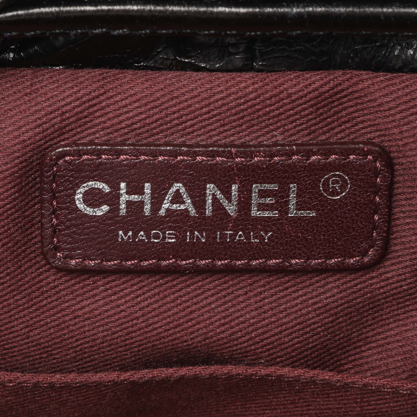 Exclusive Chanel Black Glazed Calfskin Salzburg Mountain Backpack — Detail View