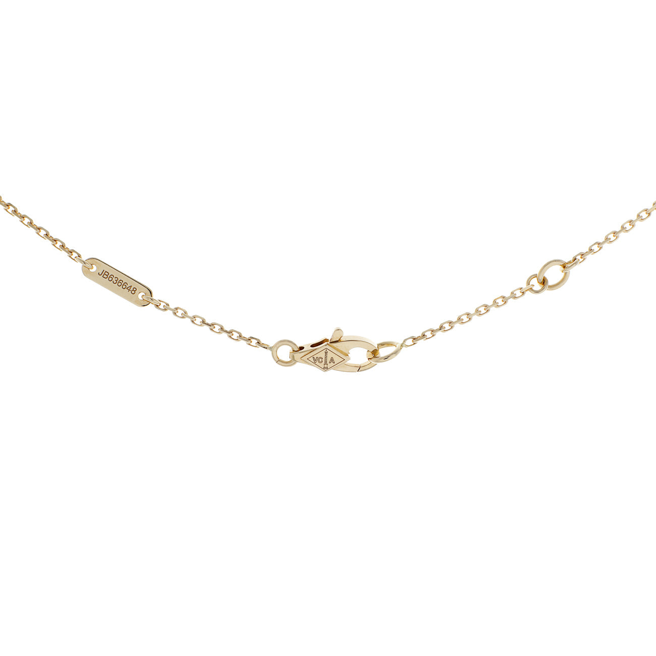 Exclusive Van Cleef & Arpels 18K Yellow Gold Mother of Pearl Sweet Alhambra Pendant Necklace — Back View