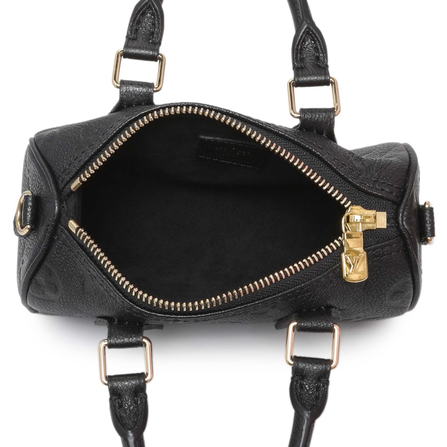 Exclusive Louis Vuitton Black Empreinte Monogram Nano Speedy — Top View