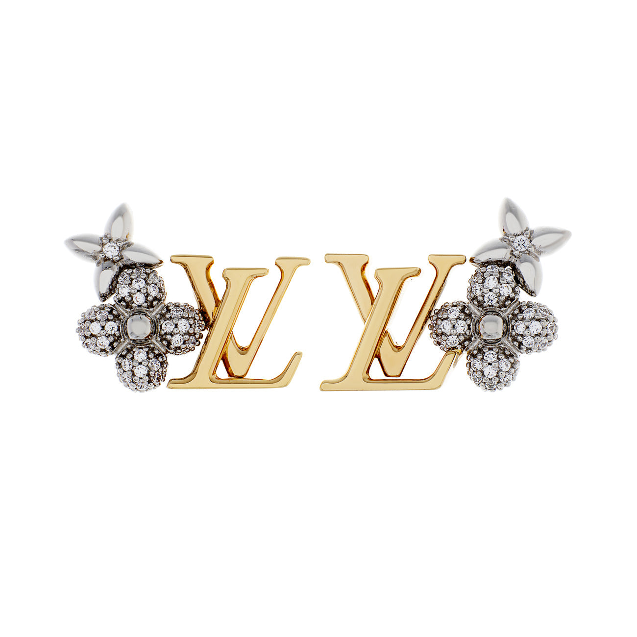 Exclusive Louis Vuitton Crystal Monogram Earrings — Front View