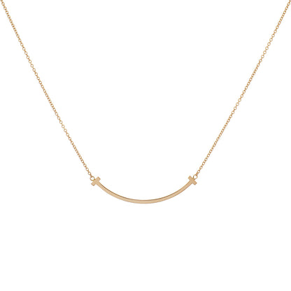 Exclusive Tiffany & Co. 18K Rose Gold Small T Smile Pendant Necklace — Front View